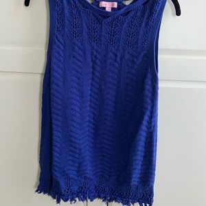 Lilly Shell Sweater Blue with Fringe